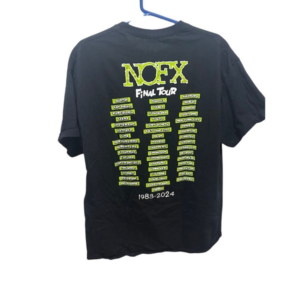 NOFX FINAL tour shirt 40 years 2024 Black and green skull tour dates on back s L - Picture 2 of 4